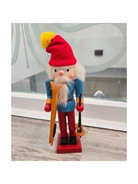 Old World Christmas Wooden Nutcracker Village Skier Christmas Decor Vintage 10"